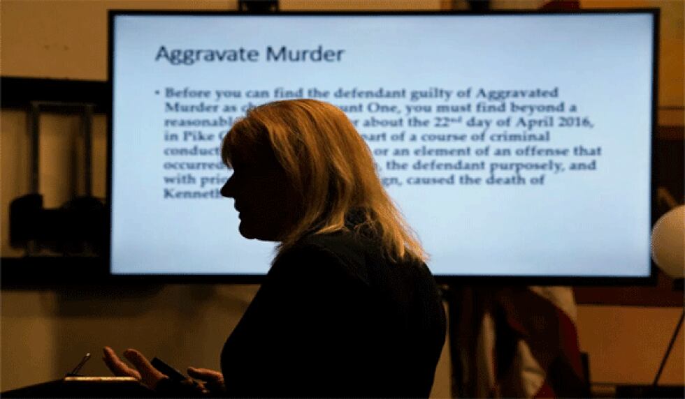 Special Prosecutor Angela Canepa walks jurors through the 22 counts agaist George Wagner IV in...