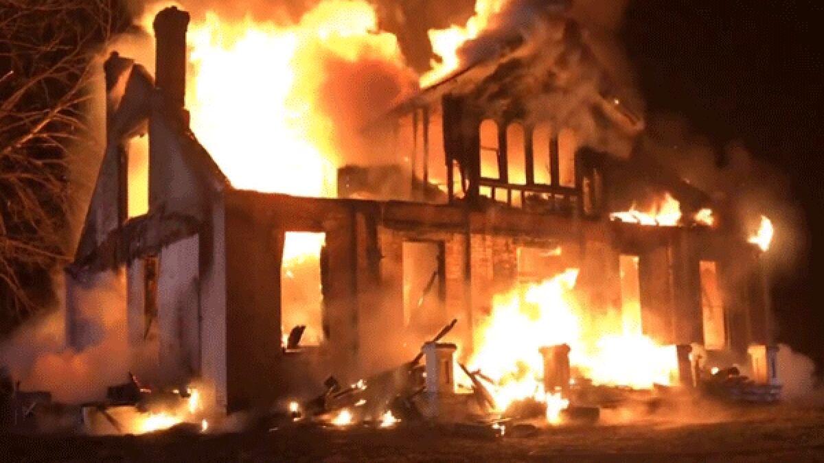 Flames tore through this Gallatin County home in Warsaw overnight. (Photo: GC Video News LLC...