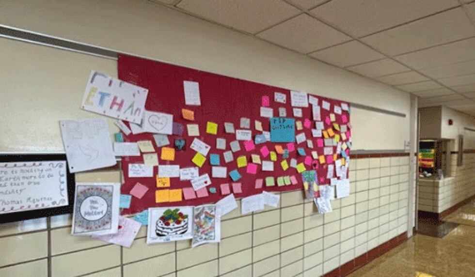 Students at New Richmond Middle School are honoring classmate Ethan Cain by posting notes and...