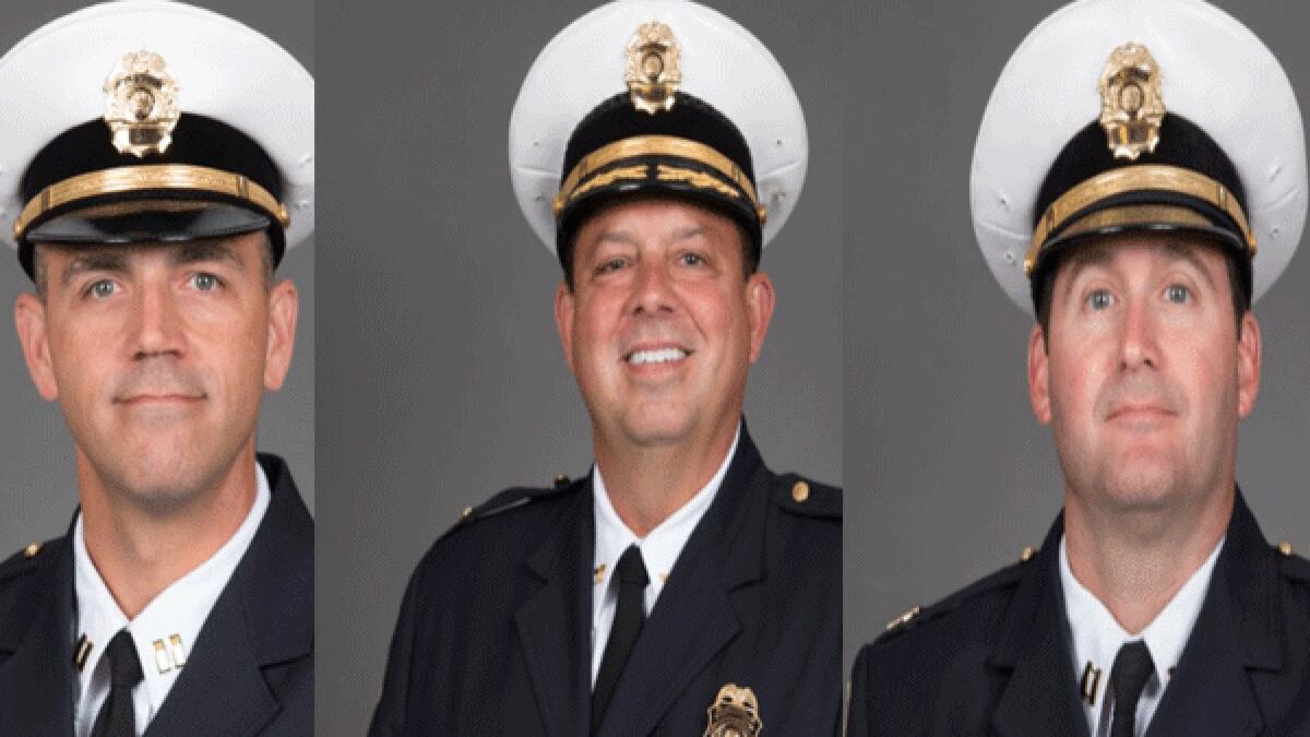 Two now-former captains with the West Chester Police Department, Jamie Hensley (left) and Joe...