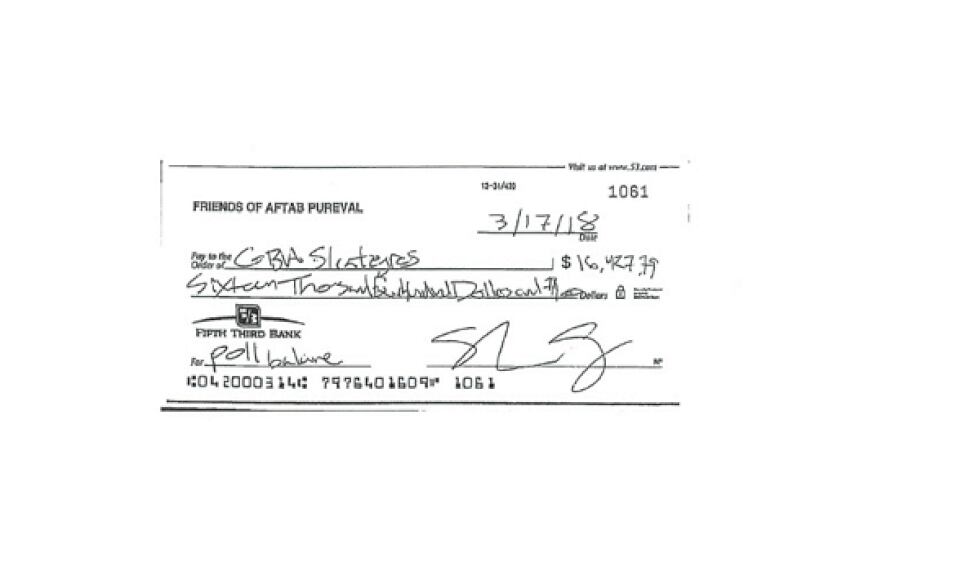 The unredacted check (Photo: Provided by Chris Finney Law Firm)