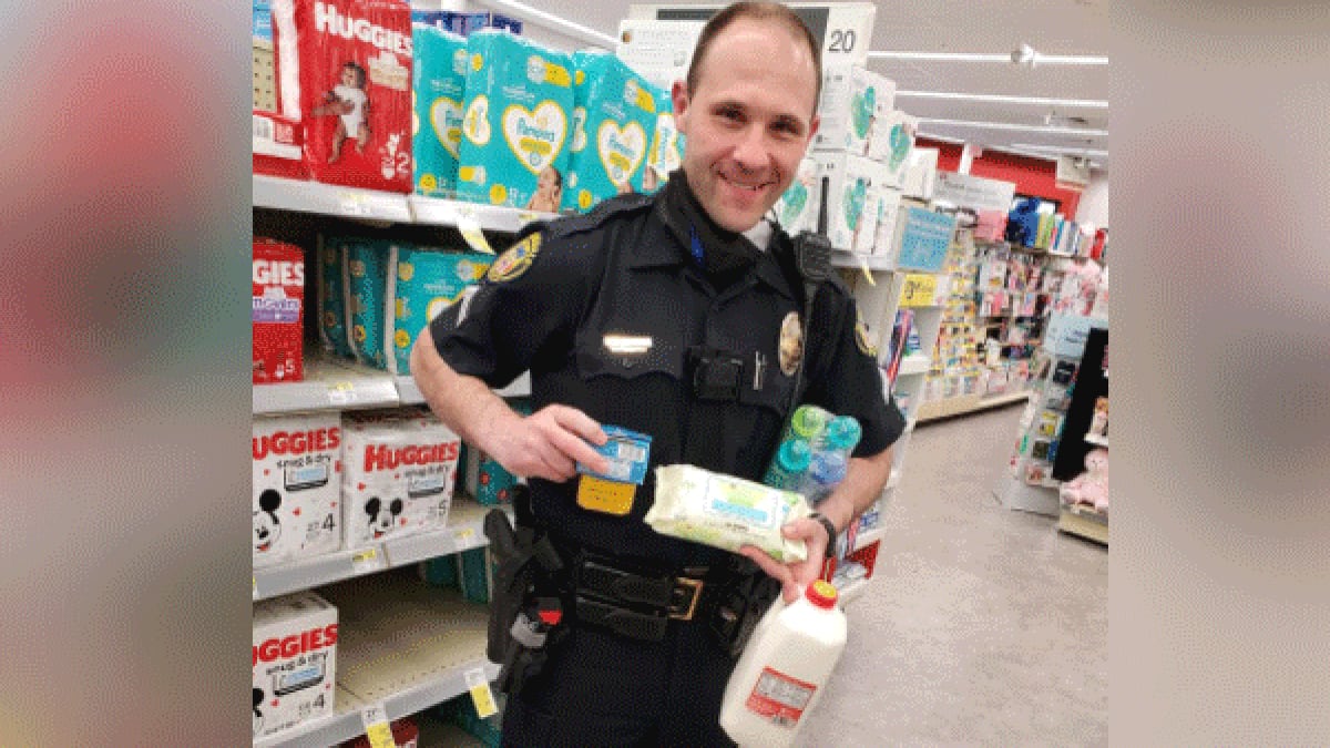 Spending his own personal money, Springdale Police Corporal Kellen Lyons bought diapers, food...