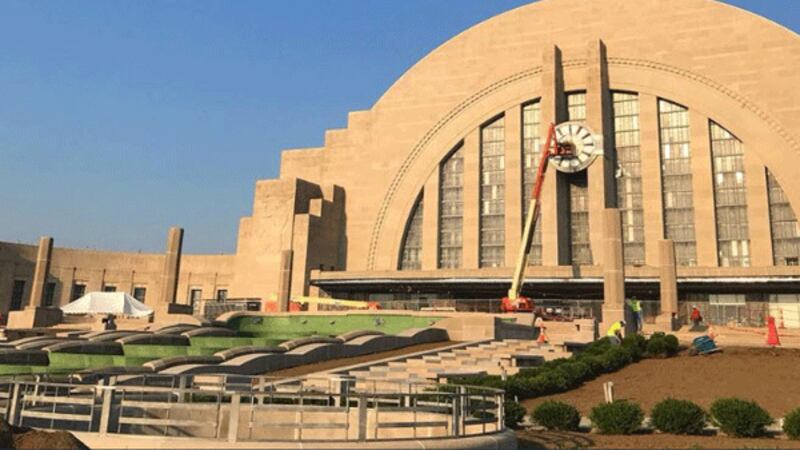 The fountain at the entrance of Union Terminal will begin spraying water Thursday. (Photo:...