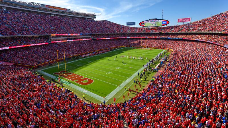 A general overall interior view of Arrowhead Stadium during an NFL football game between the...