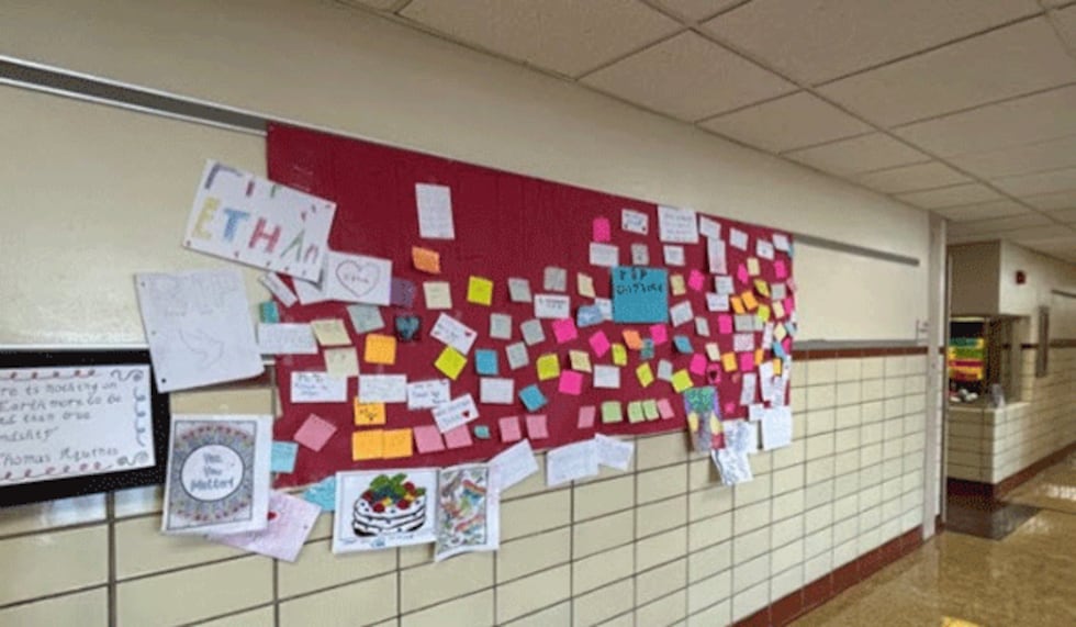 Students at New Richmond Middle School are honoring classmate Ethan Cain by posting notes and...