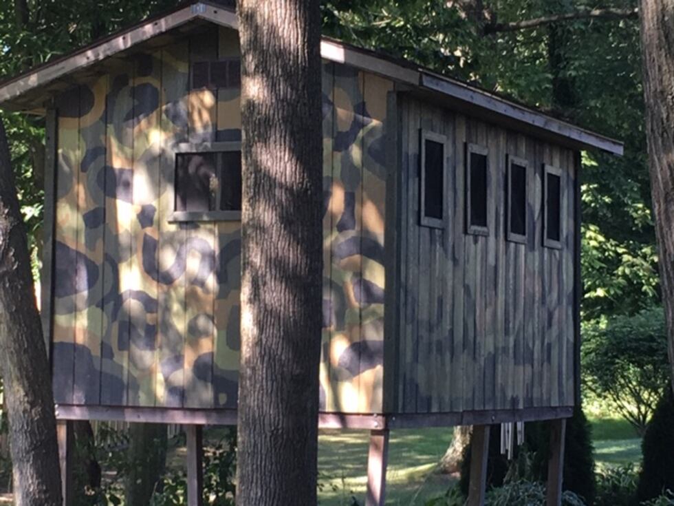 Camouflage fort in the rear of Reardon's home