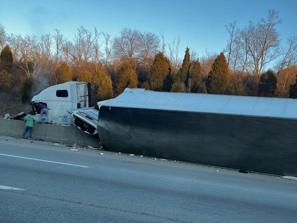 Northbound I-75 at mile-marker 32 is shut down after a crash involving a semi and several...