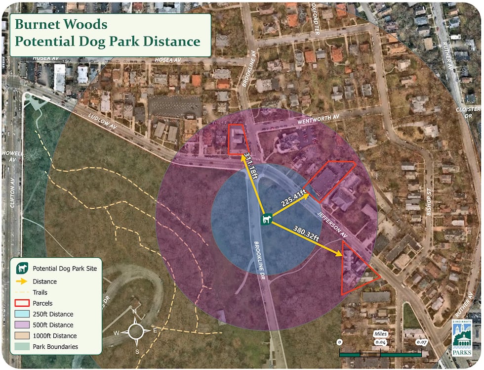 Renderings of Burnet Woods Dog Park Proposal plan made by Human Nature.