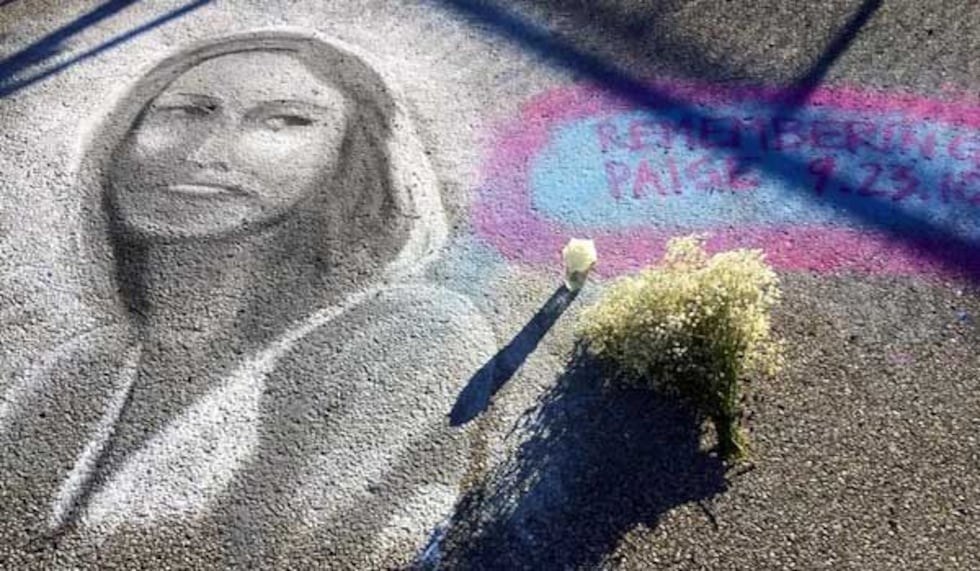 A chalk mural of Johnson at Covington's Goebel Park on the four year anniversary of her...