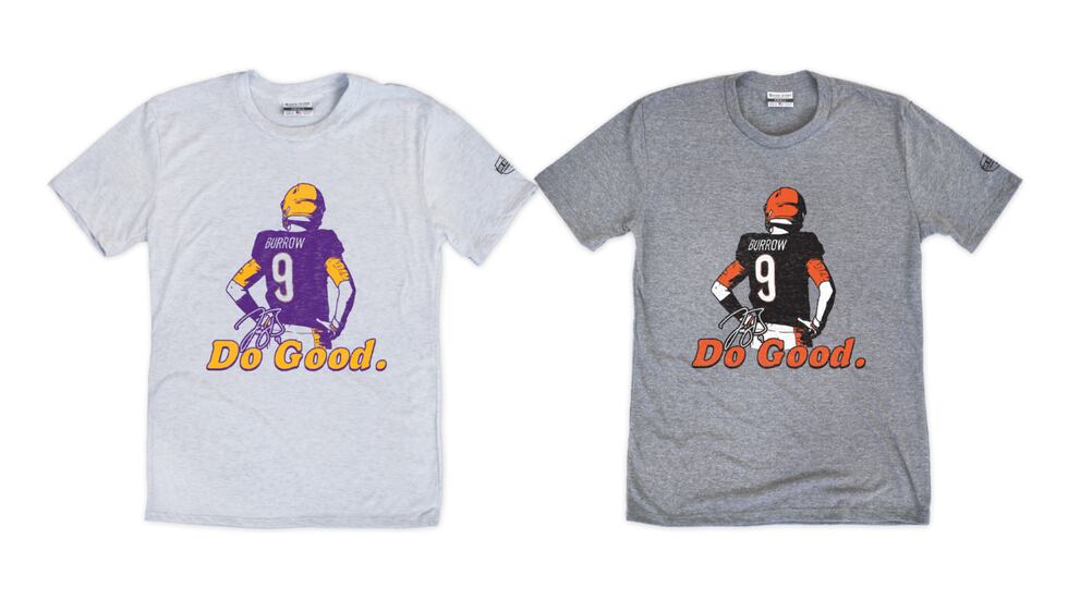 Two examples of the t-shirt options fans can buy for the Do Good competition.