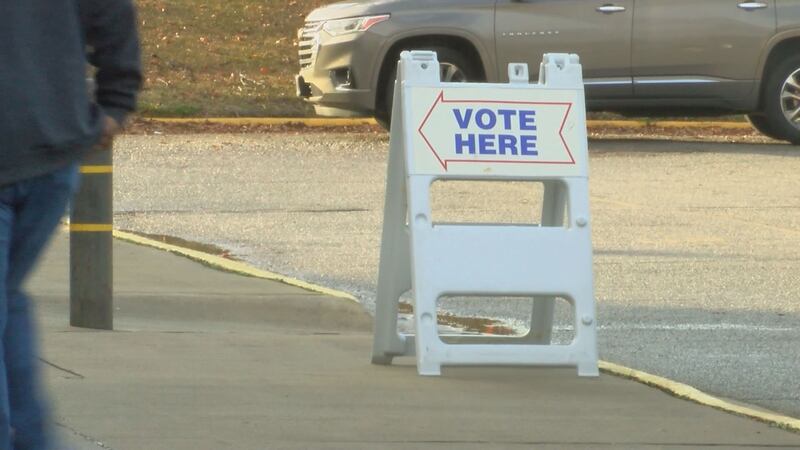 Sign depicts where voters are allowed to cast their ballots.