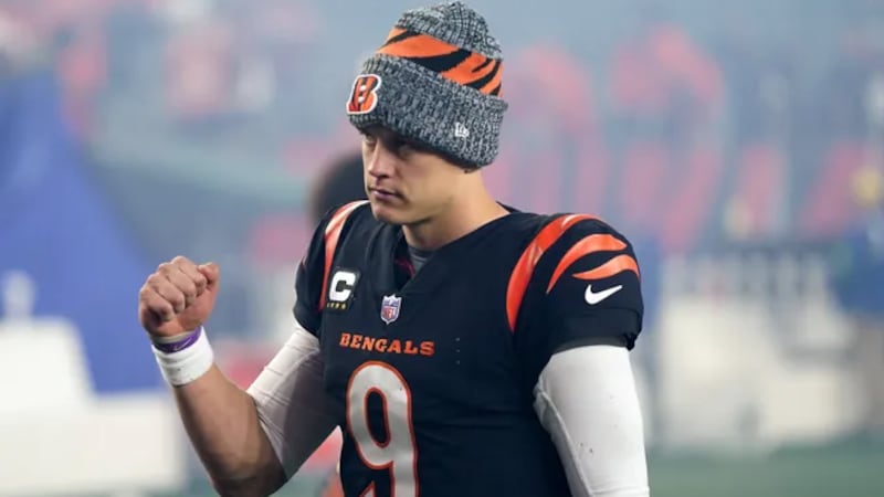 Cincinnati Bengals quarterback Joe Burrow (9) walks to the locker room at the conclusion of a...