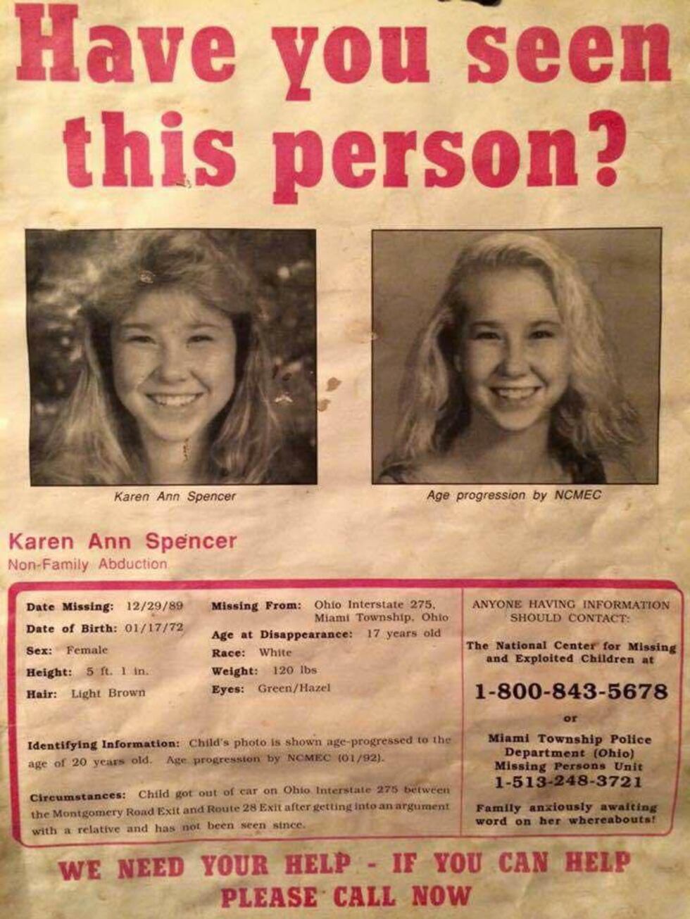 Age progression photos paint a picture of what Karen may look like if she is still alive.