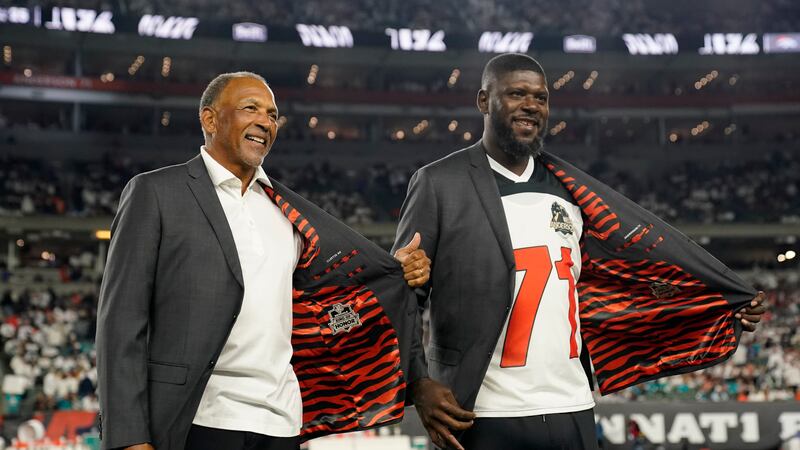 Former Cincinnati Bengals' Isaac Curtis and Willie Anderson were inducted into the Ring of...