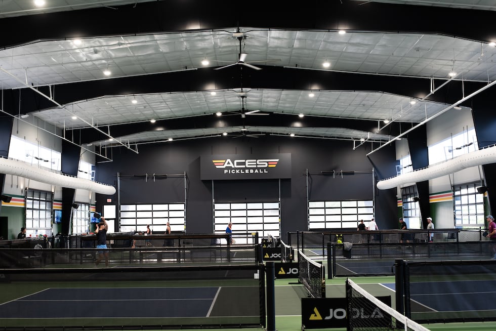 ACES Pickleball + Kitchen features five indoor pickleball courts and six outdoor courts.
