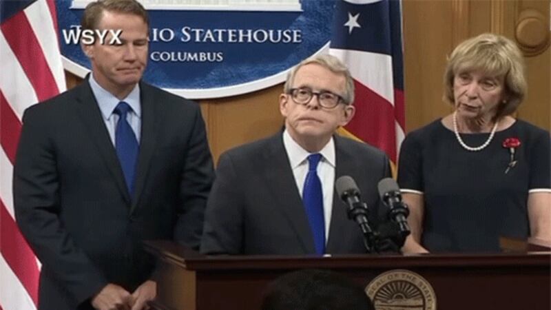 Ohio Gov. Mike DeWine calls for background checks on gun sales, red-flag law after a mass...