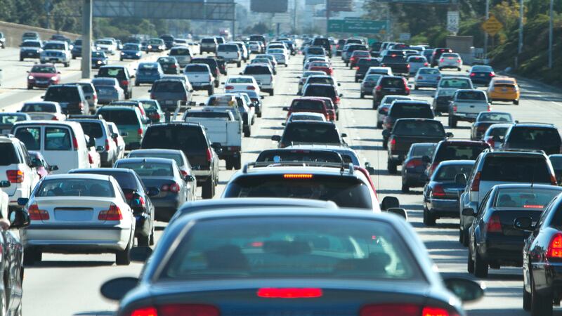 A generic traffic jam is shown.
