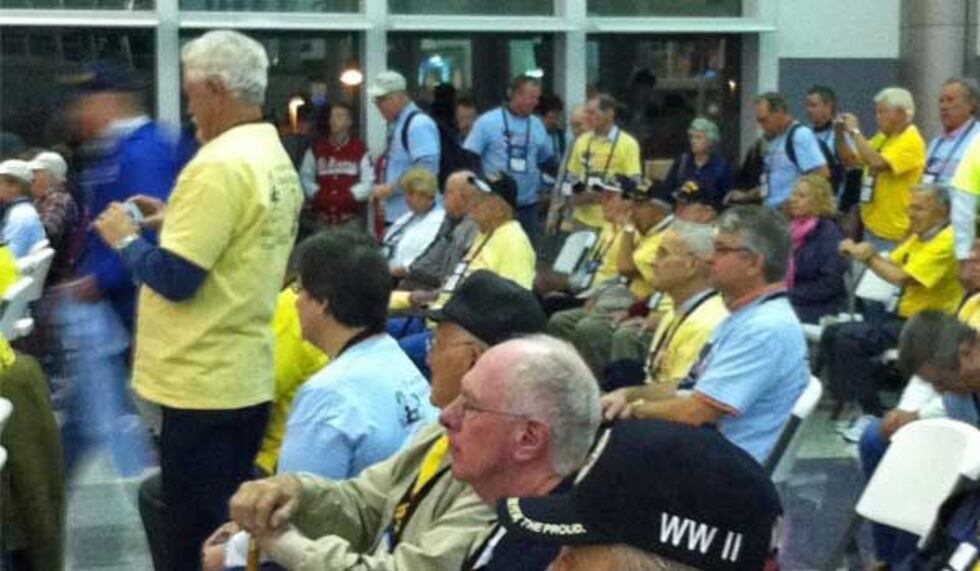 Attendees prior to Tuesday's Honor Flight departure